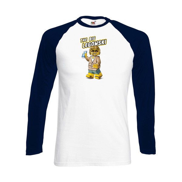 The big Legowski v3 - T-shirt baseball manche longue vintage  - modèle Fruit of the loom - Baseball T-Shirt LS -thème parodie et cinéma -
