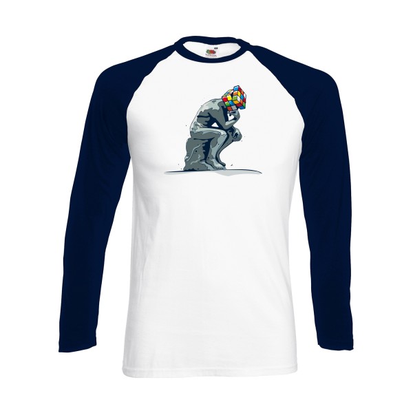 Réflexion en cours... - Tee shirt original Homme - modèle Fruit of the loom - Baseball T-Shirt LS - 