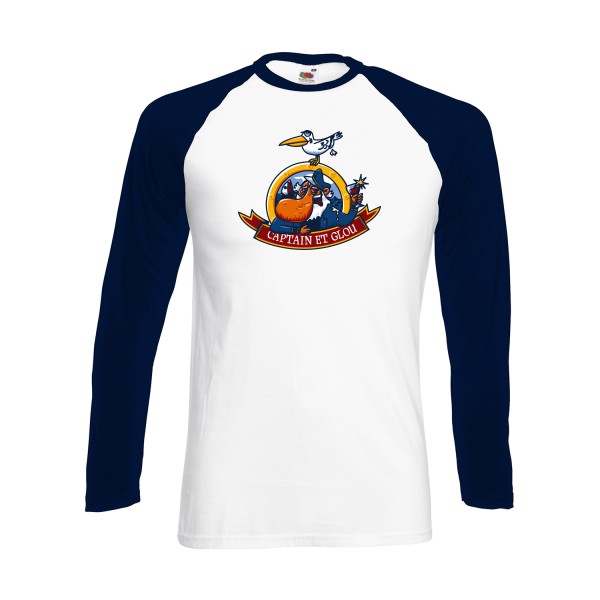 Captain et glou- Tee shirt marin humour -Fruit of the loom - Baseball T-Shirt LS