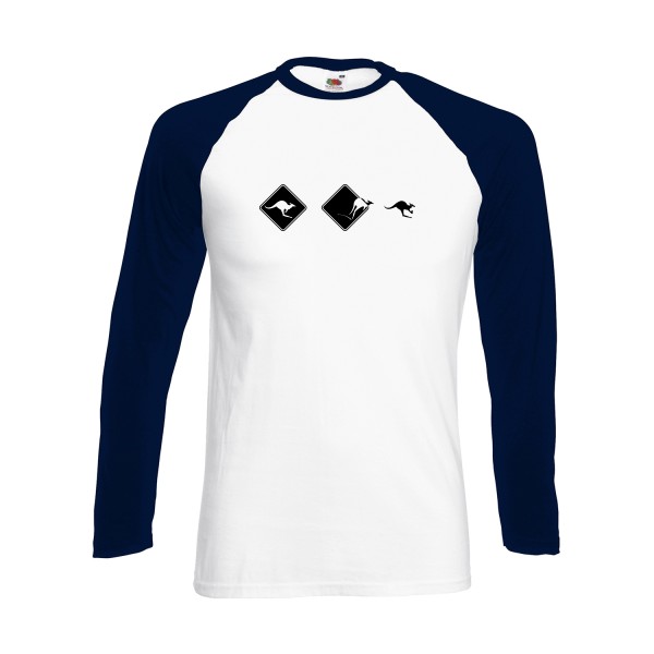 HopHopHop - T shirt kangourou rigolo - Fruit of the loom - Baseball T-Shirt LS