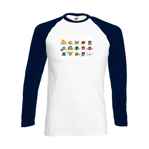 Super Smileys- Tee shirt rigolo - Fruit of the loom - Baseball T-Shirt LS -