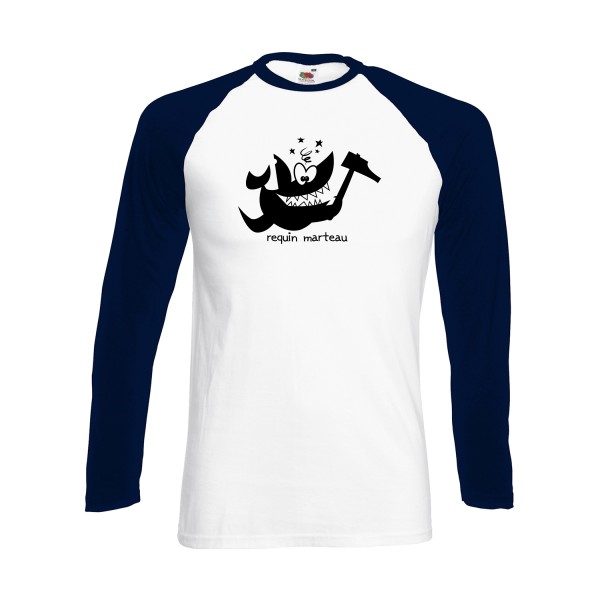 Requin marteau-T shirt marrant-Fruit of the loom - Baseball T-Shirt LS