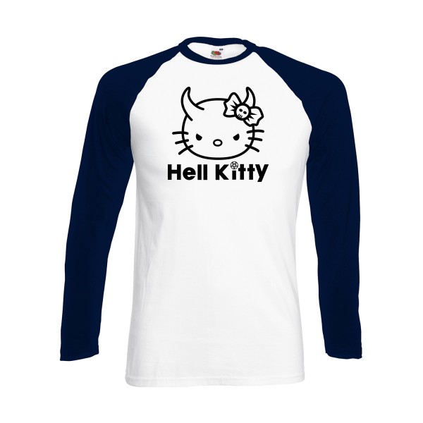 Hell Kitty - Tshirt rigolo-Fruit of the loom - Baseball T-Shirt LS