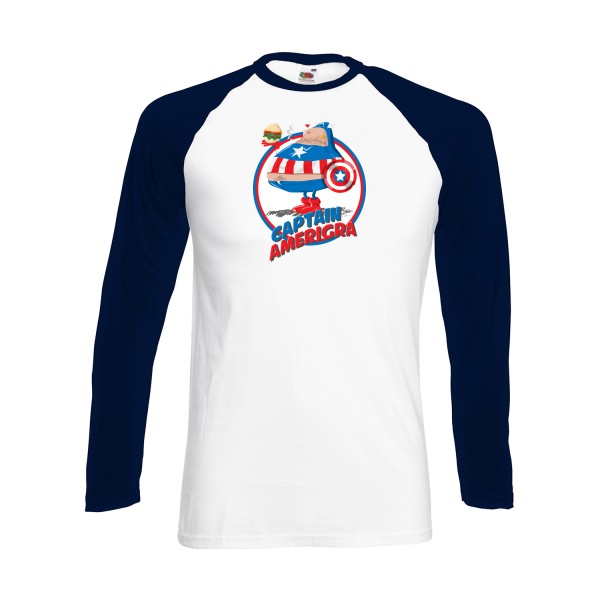 T-shirt baseball manche longue original Homme  - Hot-dog we trust - 
