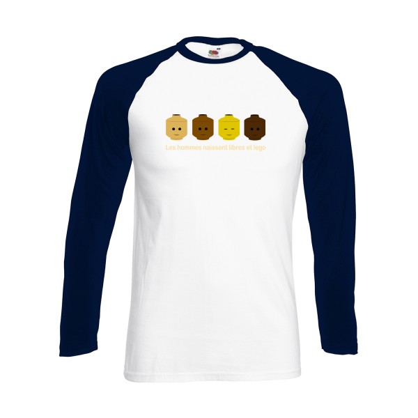 libre et légo- T shirt Lego thème- modèle Fruit of the loom - Baseball T-Shirt LS - 