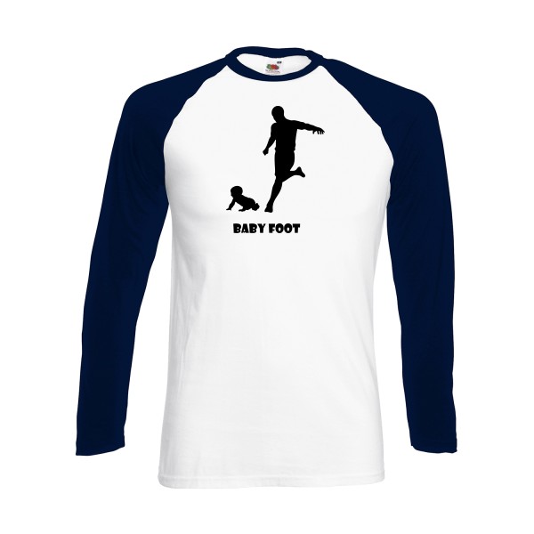 Baby foot - modèle Fruit of the loom - Baseball T-Shirt LS Homme - thème humour noir-