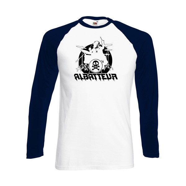 ALBATTEUR - T-shirt baseball manche longue rock pour Homme -modèle Fruit of the loom - Baseball T-Shirt LS - thème vintage et musique -