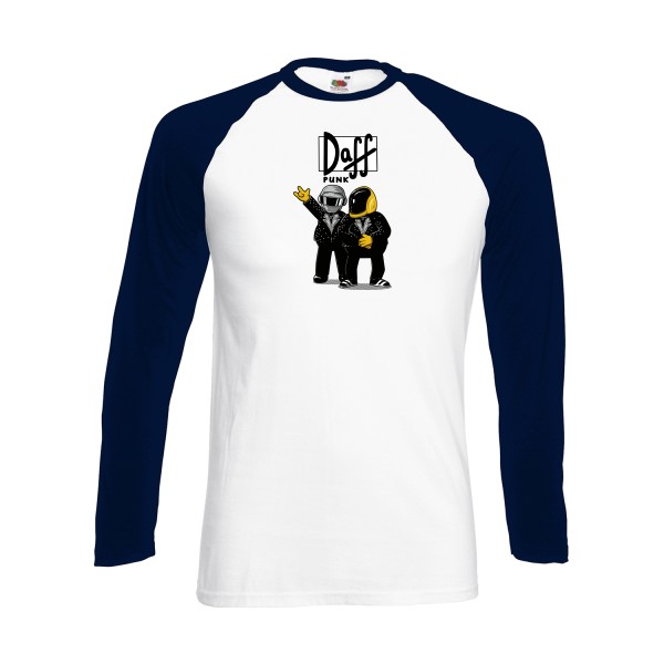 Duff Punk - T-shirt baseball manche longue rétro Homme - modèle Fruit of the loom - Baseball T-Shirt LS -thème dj et  vintage -