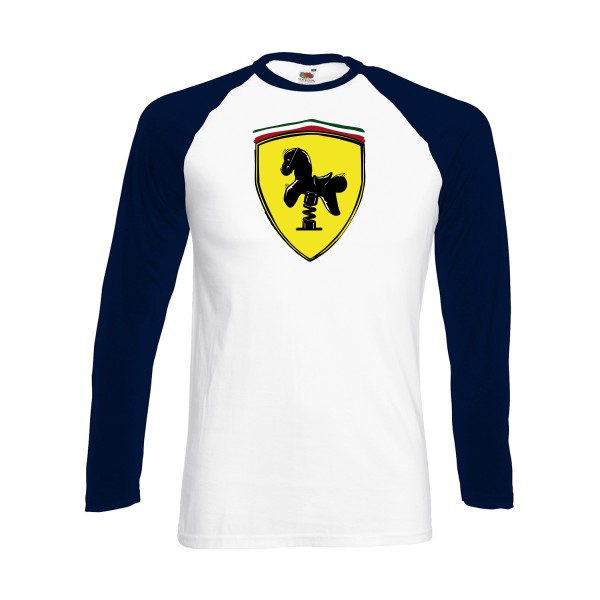 Ferrari -T-shirt baseball manche longue parodie pour Homme -Fruit of the loom - Baseball T-Shirt LS - thème  automobile - 