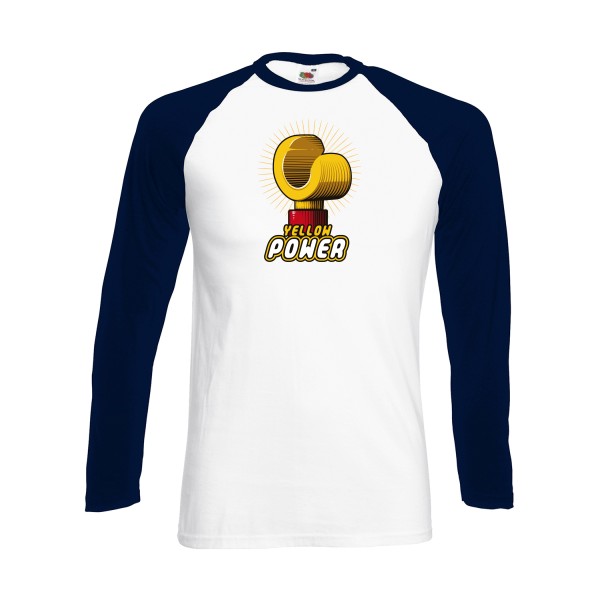 Yellow Power -T-shirt baseball manche longue parodie marque - Fruit of the loom - Baseball T-Shirt LS