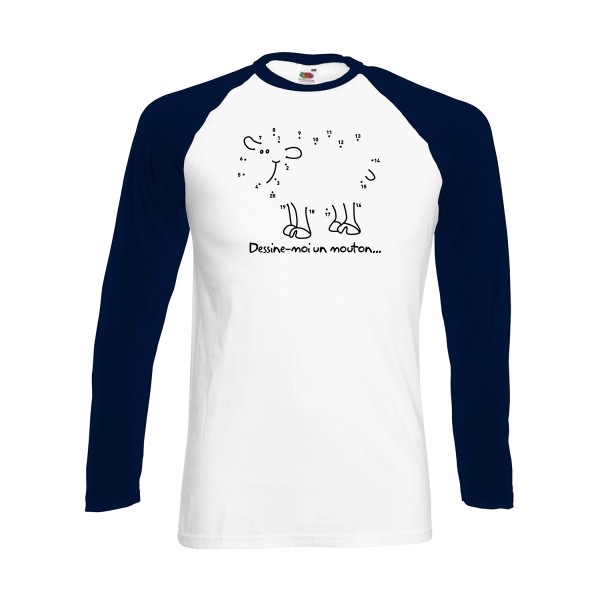 Dessine moi un mouton - T-shirt baseball manche longue amusant pour Homme -modèle Fruit of the loom - Baseball T-Shirt LS - thème humour et culture -