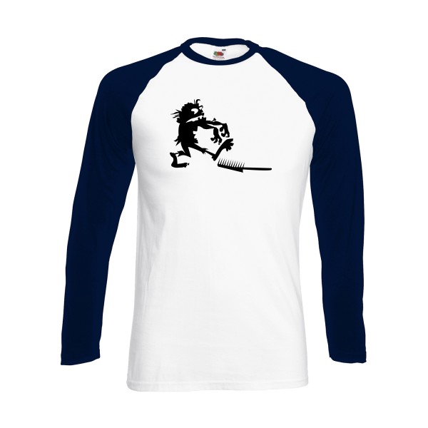 T shirt dark- Zombie gag-Fruit of the loom - Baseball T-Shirt LS