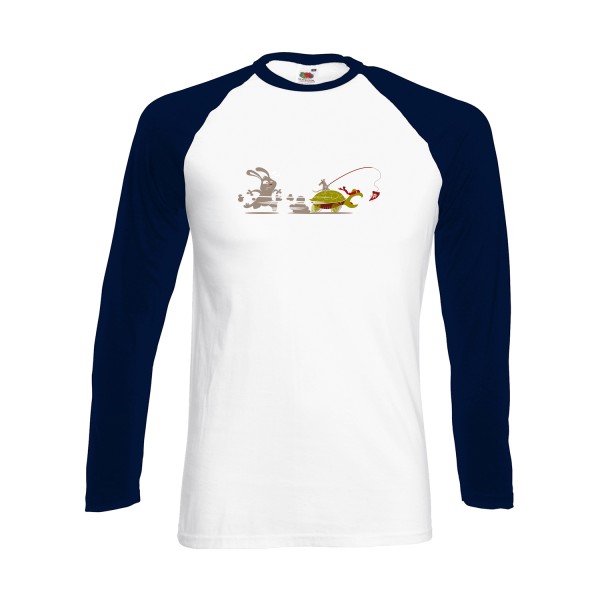 T-shirt baseball manche longue Homme rigolo -Le Lièvre et la tortue... ninja -