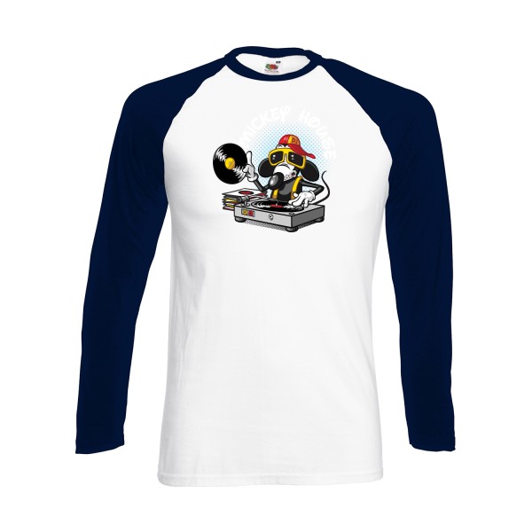 Mickey house v2 -T-shirt baseball manche longue mickey Homme  -Fruit of the loom - Baseball T-Shirt LS -Thème parodie et musique -