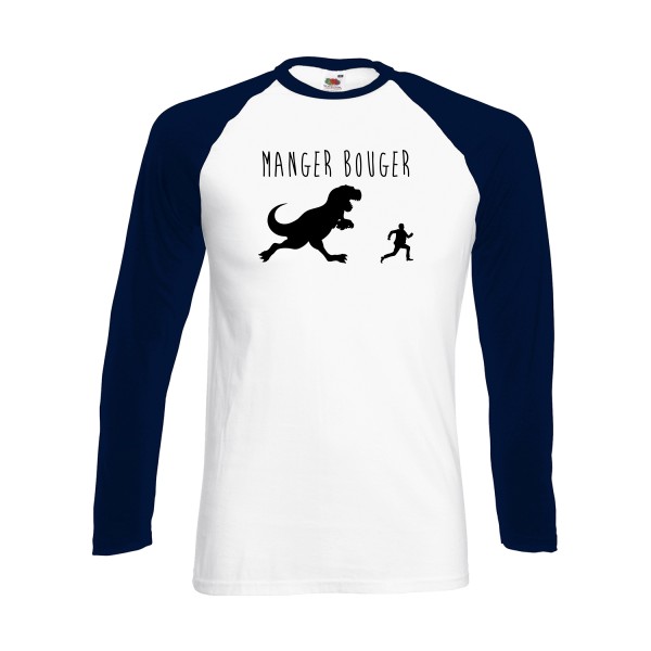 MANGER BOUGER - modèle Fruit of the loom - Baseball T-Shirt LS - Thème t shirt humour Homme -