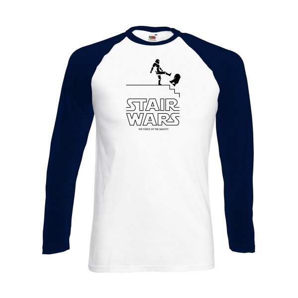 STAIR WARS -T-shirt baseball manche longue humour Homme -Fruit of the loom - Baseball T-Shirt LS -thème parodie star wars -