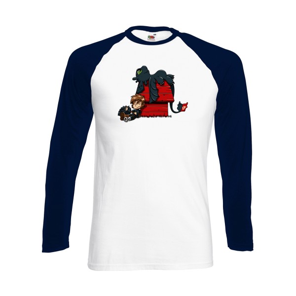 Dragon Peanuts - T shirt dessin anime -Fruit of the loom - Baseball T-Shirt LS