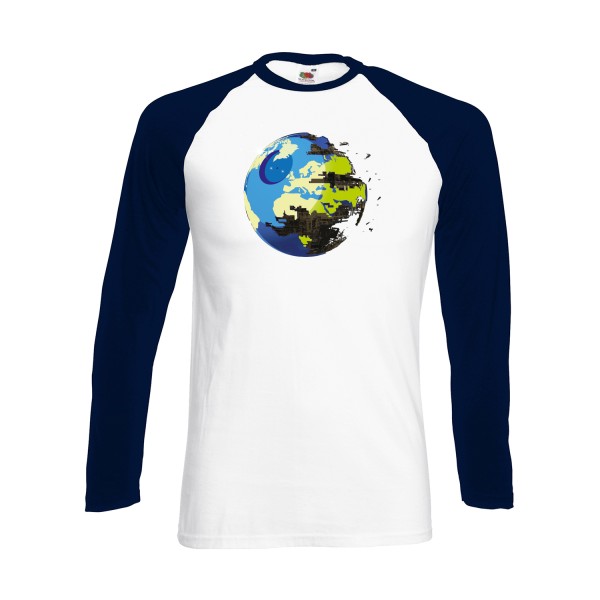 EARTH DEATH - tee shirt original Homme -Fruit of the loom - Baseball T-Shirt LS