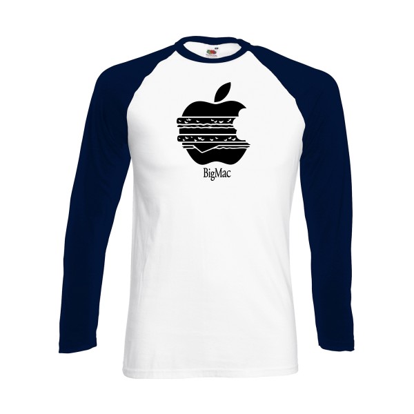 BigMac -T-shirt baseball manche longue Geek- Homme -Fruit of the loom - Baseball T-Shirt LS -thème  parodie - 