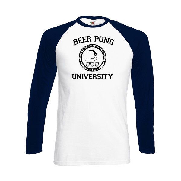 Beer Pong - T-shirt baseball manche longue Homme geek  - Fruit of the loom - Baseball T-Shirt LS - thème geek et gamer