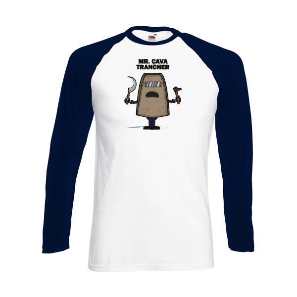 MR. CAVATRANCHER - T-shirt baseball manche longue marrant pour Homme -modèle Fruit of the loom - Baseball T-Shirt LS - thème halloween -