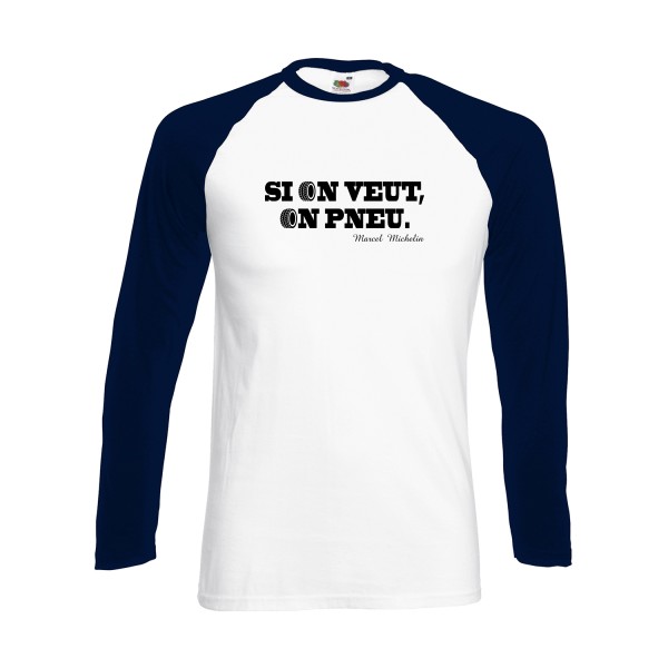 Michelin T-shirt baseball manche longue marrant -sur Fruit of the loom - Baseball T-Shirt LS