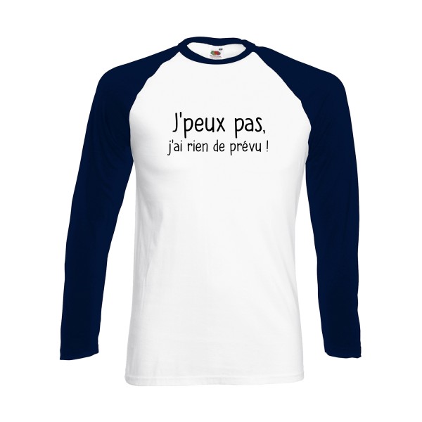 Je-peux-pas -T-shirt baseball manche longue à texte - Homme -Fruit of the loom - Baseball T-Shirt LS -thème  Geek - 