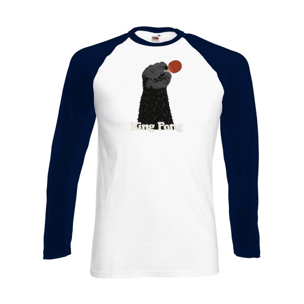 King Pong - T-shirt baseball manche longue burlesque pour Homme -modèle Fruit of the loom - Baseball T-Shirt LS - thème humour potache -