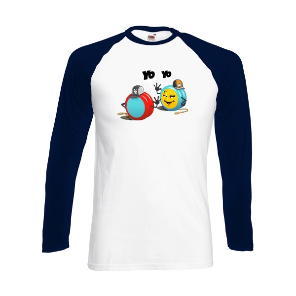 Yo Yo -T-shirt baseball manche longue Geek Homme -Fruit of the loom - Baseball T-Shirt LS -thème  Geek -