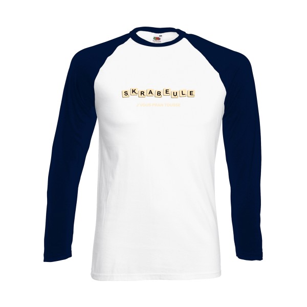 Skrabeule -T-shirt baseball manche longue drôle  -Fruit of the loom - Baseball T-Shirt LS -thème  humour potache - 