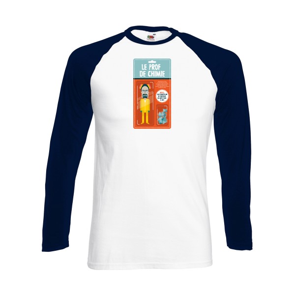 Le prof de chimie - T shirt vintage Homme -Fruit of the loom - Baseball T-Shirt LS