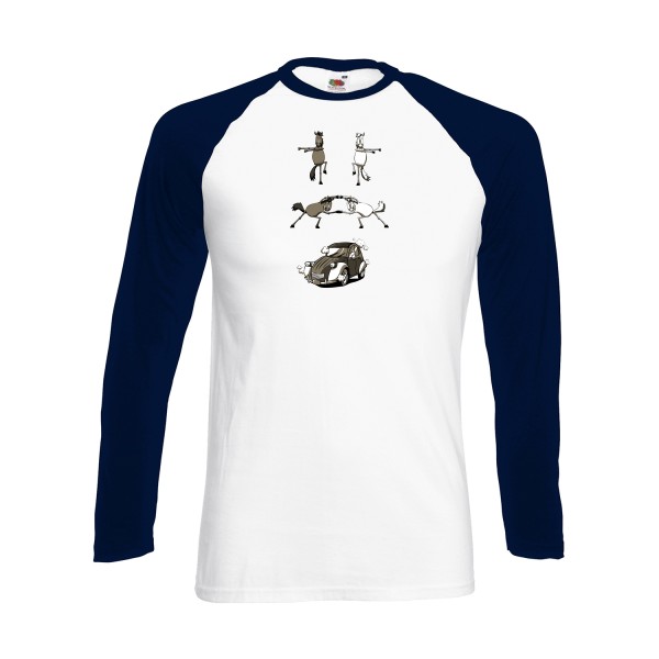 Fusion -T-shirt baseball manche longue 2 cv -Fruit of the loom - Baseball T-Shirt LS -thème automobile -