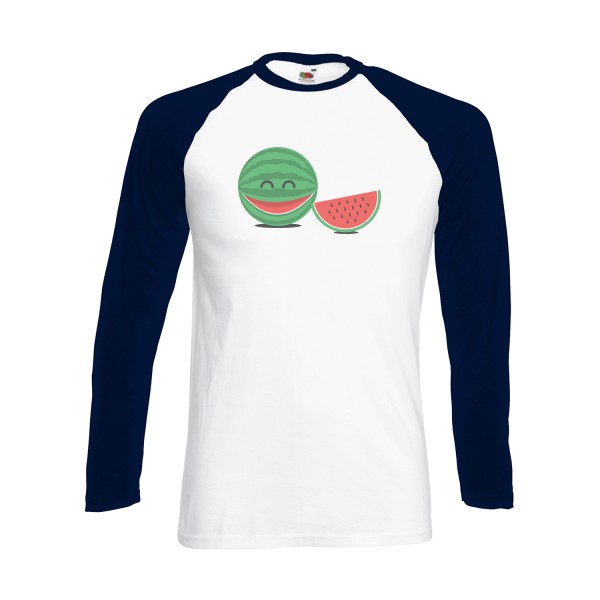 TRANCHE DE RIGOLADE -T-shirt baseball manche longue rigolo imprimé Homme -Fruit of the loom - Baseball T-Shirt LS -Thème humour enfantin -