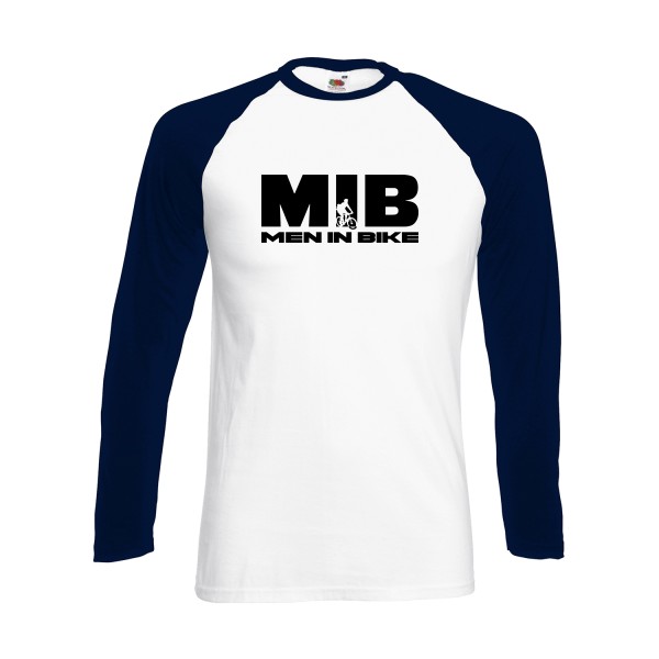 MEN IN BIKE - T-shirt baseball manche longue humour Homme - thème parodie-