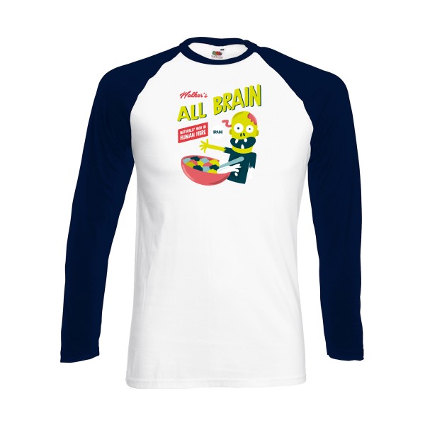 T-shirt baseball manche longue original et drole Homme - All brain - 
