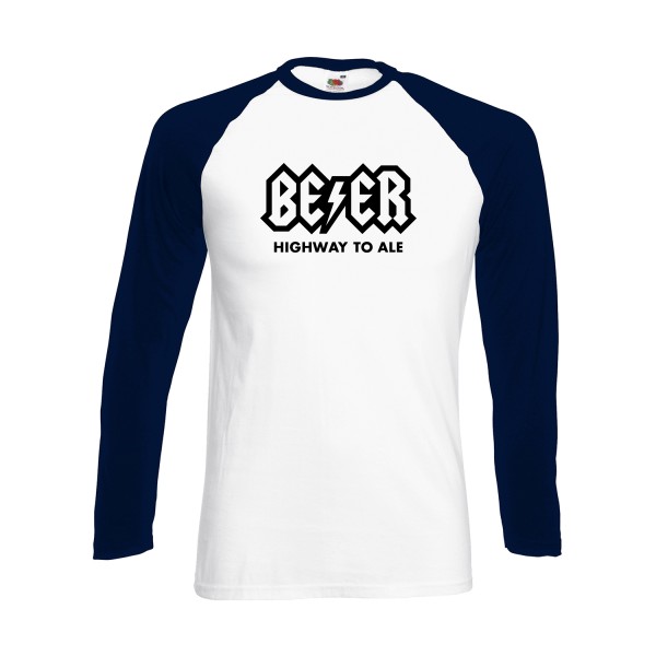 HIGHWAY TO ALE - T-shirt baseball manche longue humour bière - Thème tee shirts et sweats humour alcool pour Homme -
