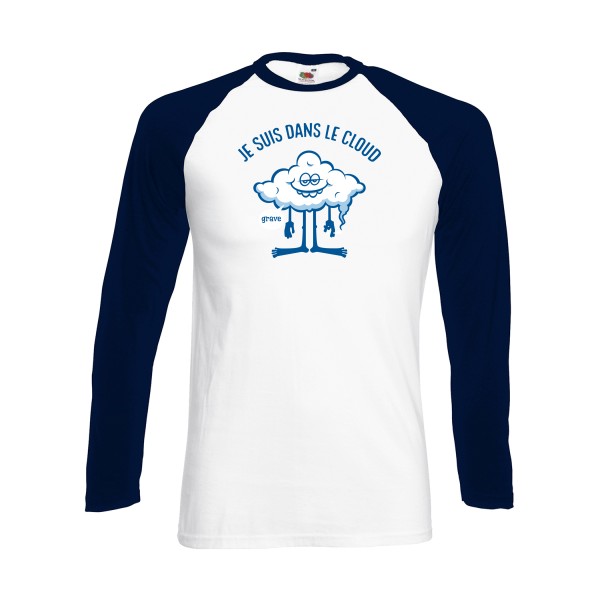 Cloud - T-shirt baseball manche longue geek cool pour Homme -modèle Fruit of the loom - Baseball T-Shirt LS - thème Geek et gamers-