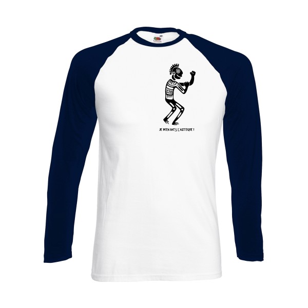 L'aztèque - T-shirt baseball manche longue  drôle - modèle Fruit of the loom - Baseball T-Shirt LS -thème humour potache -