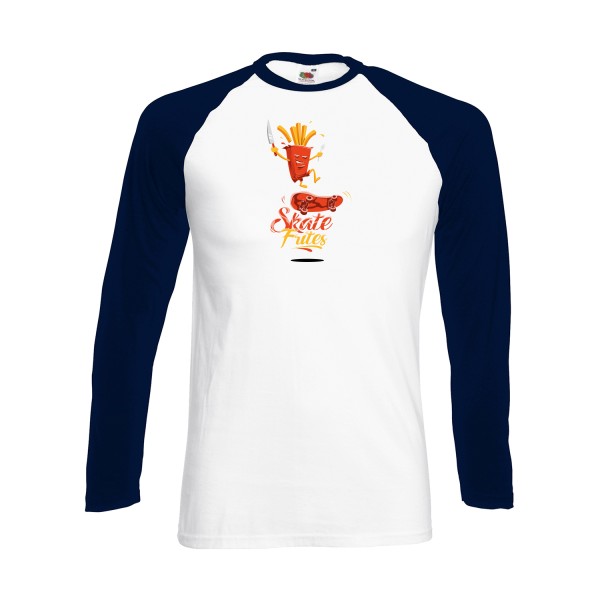 SKATE -T-shirt baseball manche longue geek  -Fruit of the loom - Baseball T-Shirt LS -thème  humour  - 