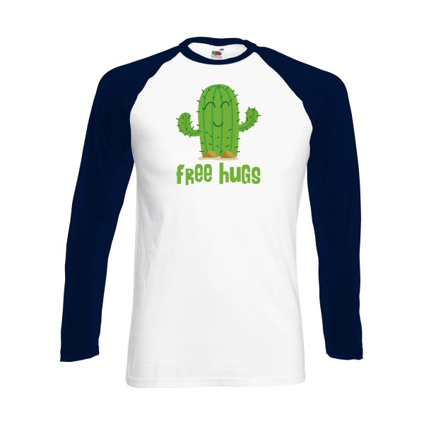 FreeHugs- T-shirt baseball manche longue Homme - thème tee shirt humoristique -Fruit of the loom - Baseball T-Shirt LS -