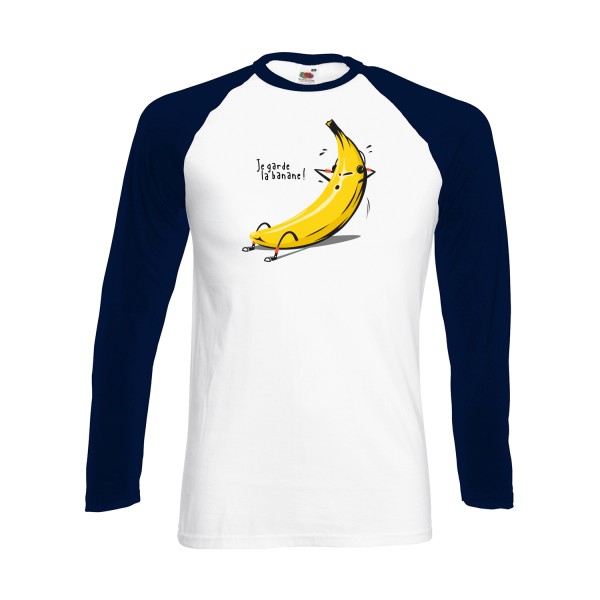 Je garde la banane ! - T-shirt baseball manche longue drôle et cool Homme  -Fruit of the loom - Baseball T-Shirt LS - Thème original et drôle -