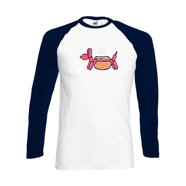 HotDog-T-shirt baseball manche longue humoristique - Fruit of the loom - Baseball T-Shirt LS- Thème humour noir -