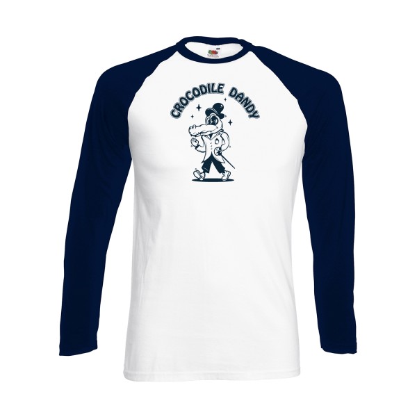 Crocodile dandy - T-shirt baseball manche longue rigolo Homme - modèle Fruit of the loom - Baseball T-Shirt LS -thème cinema et parodie -