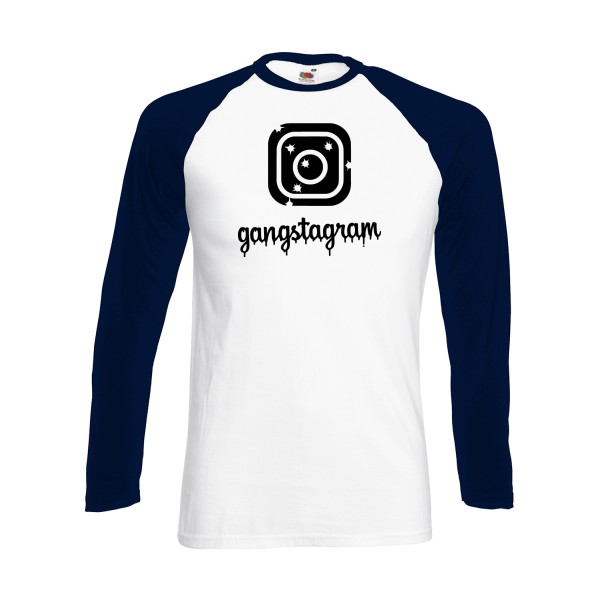 GANGSTAGRAM - T-shirt baseball manche longue geek pour Homme -modèle Fruit of the loom - Baseball T-Shirt LS - thème parodie et geek -