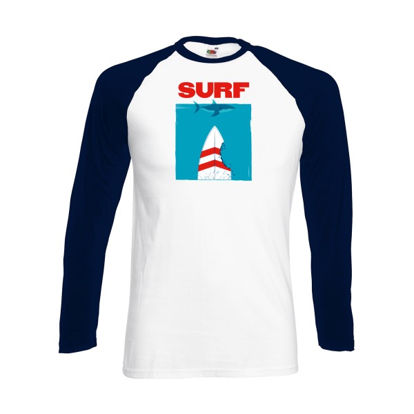 SURF -T-shirt baseball manche longue sympa  Homme -Fruit of the loom - Baseball T-Shirt LS -thème  surf -
