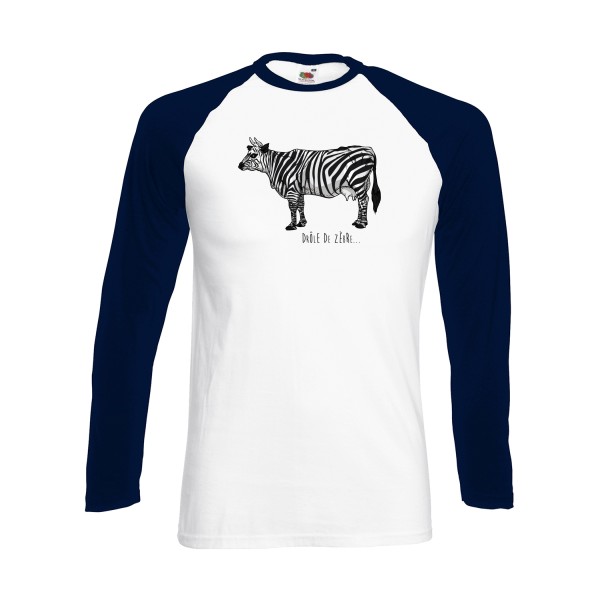 drole de zebre- Tee shirts originaux Homme - modèle Fruit of the loom - Baseball T-Shirt LS -