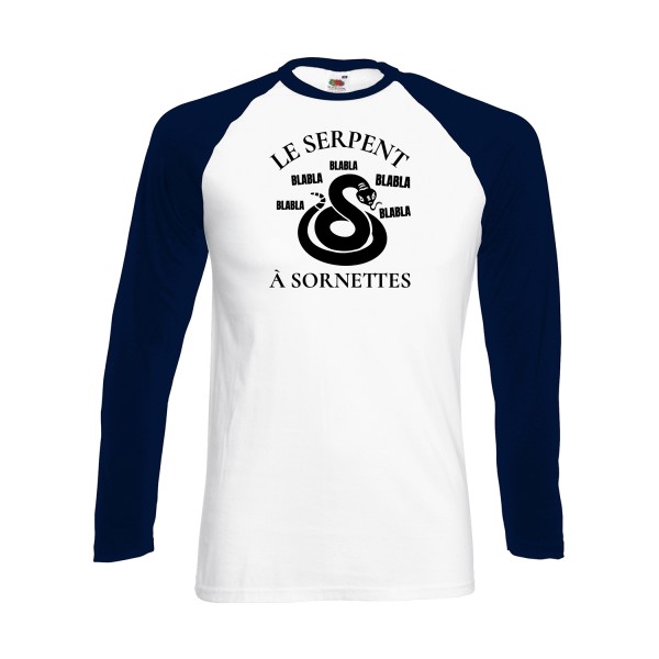 Serpent à Sornettes - T-shirt baseball manche longue rigolo Homme -Fruit of the loom - Baseball T-Shirt LS -thème original et humour
