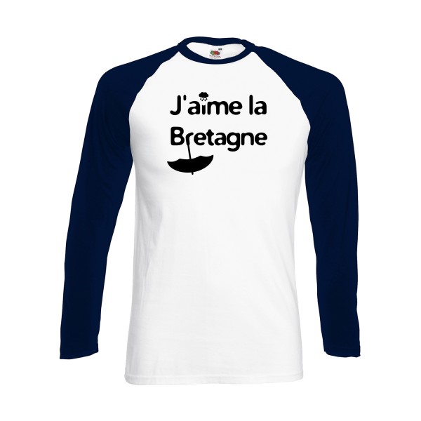 T-shirt baseball manche longue - Fruit of the loom - Baseball T-Shirt LS - J'aime la Bretagne
