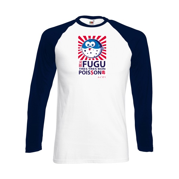 Fugu - T-shirt baseball manche longue trés marrant Homme - modèle Fruit of the loom - Baseball T-Shirt LS -thème burlesque -