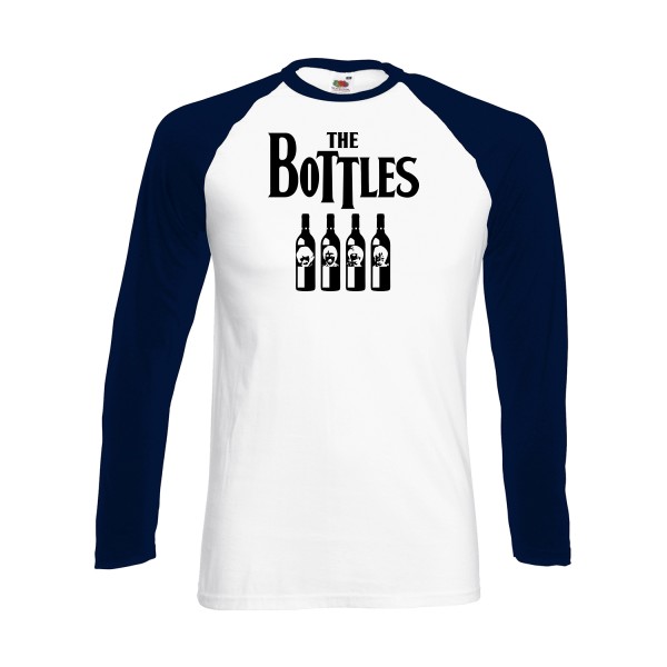 The Bottles - T-shirt baseball manche longue parodie  pour Homme - modèle Fruit of the loom - Baseball T-Shirt LS - thème parodie et musique vintage -